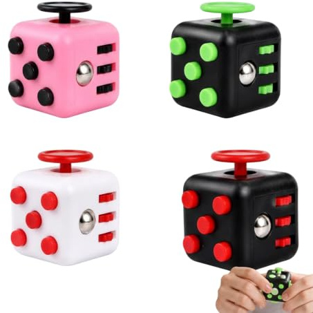 4Pcs Fidget Cubes, Fidgets Cube for Classroom Focus and Office