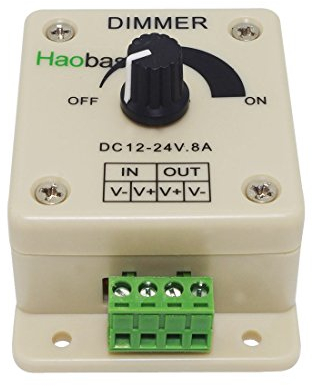 Haobase - PWM - Variateur de lumière pour lampes LED, rubans, bandes, 12V-24V, 8A, interrupteurs électriques, pour usage domestique, commercial, industriel et professionnel