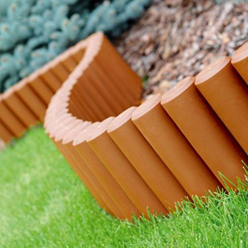 Parkland® Palisade Lawn Edge Plant Border Path Garden Edging Fencing Plastic (1 Set of 8 (2.2m), Terracotta)