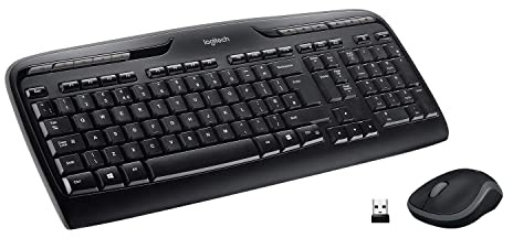 Logitech MK330 Kabelloses Tastatur-Maus-Set, 2.4 GHz Verbindung via USB-Empfänger, 4 programmierbare G-Tasten, 12 bis 24-Monate Batterielaufzeit, PC/Laptop, Deutsches QWERTZ-Layout - Schwarz