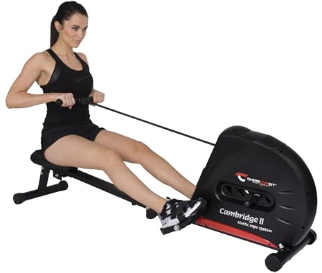 Christopeit Sport Rameur Cambridge II Black- Rameur Pliable avec 4 Niveaux de résistance et écran LCD