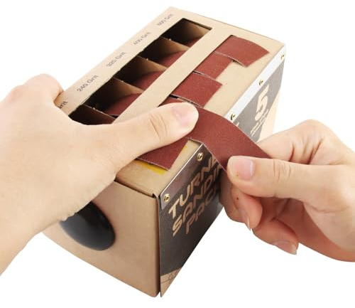 O'SKOOL Sandpaper Abrasive Strip Kit Pack with Dispenser-Emery Cloth Roll for Woodworkers, Metalworkers, Furniture Repair, and Automotive Body Work | 5 Grits (150, 240, 320, 400, 600)