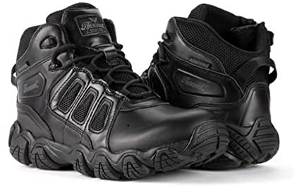 Thorogood Crosstrex 6” Waterproof Black Tactical Boots for Men with Zipper - Breathable Polished Leather and Mesh with Safety Toe and Traction Outsole; ASTM Rated, Black - 12 M US