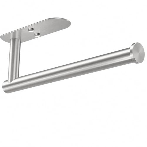 VAEHOLD Adhesive Paper Towel Holder Under Cabinet Mount, Wall Mounted Paper Towel Roll Holder for Kitchen Paper Towel, Stainless Steel（Silvery）