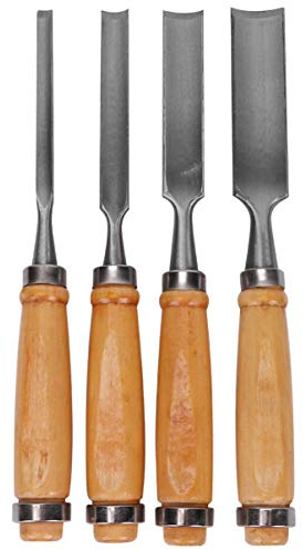 Baluue Kit De Tallado De Madera Con 4 Cinceles Semicirculares Mango De Madera Para Carpintería Escultura Y Bricolaje