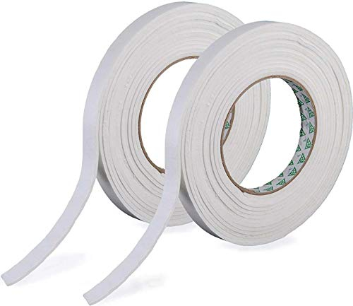 2 Rolls of Self Adhesive Foam Tape 9mm Wide, 5mm Thick, 4.5M Long, White Colour, Weather Stripping Door and Window Seals, Door Draught Excluder (2 Rolls, 9 Meters)