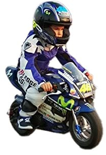 BI ESSE - MINIMOTO Babyjumpsuit i professionellt läder och tyg, komplett med CE-skydd(blå/vit, 2XS (6 år))