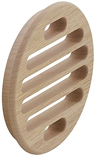 Gedotec Lüftungsgitter Tür-Gitter Massiv-Holz Abluftgitter Eiche | Belüftungsgitter rund mit Abdeckrand | Ring Ø 90 mm | Türlüftung zum Einlassen | 1 Stück - Gitter für Möbel, Heizkörper und Türen