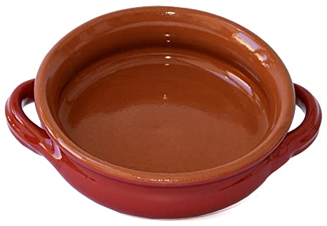 Colì Casserole sans couvercle avec poignées, Terrine rougeane en terre cuite, soupière avec poignées, cochons et terrecotte depuis 1650, rouge, diamètre 20 cm