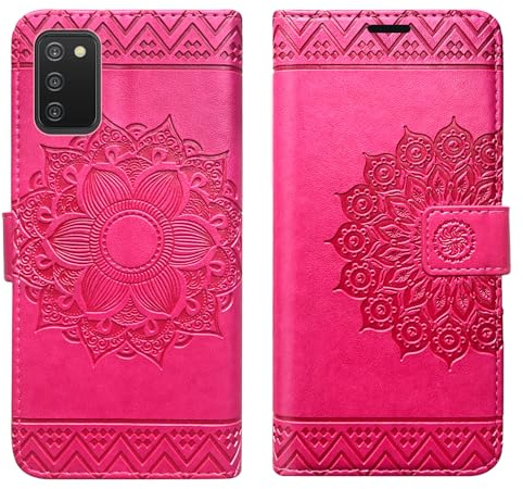 Hülle Kompatibel mit Samsung Galaxy A03s | Klapphülle Schutzhülle mit Kartenfächer Kompatibel für Galaxy A03s | Magnetverschluss Flip Case | Pink