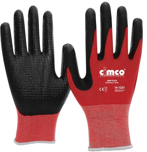 Cimco Grip Flex svart/röd 141230 stickat tyg arbetshandske storlek (handskar): 9, L EN 388 1