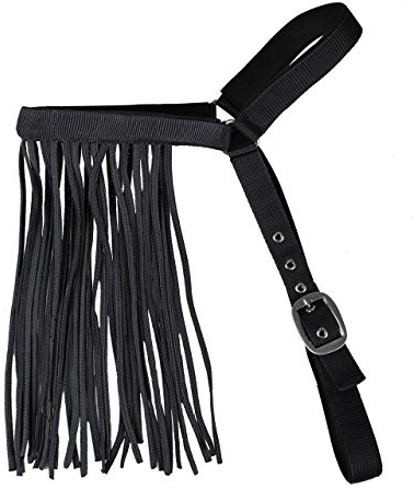 QHP Fliegenfransen Extra mit Stirn- und Kehlriemen (Warmblut extra, schwarz)