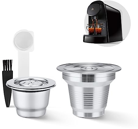 HAILASRE 2 Pcs Reusable Stainless Steel Coffee Capsules Compatible with L'OR Barista LM8012 / 60, Refillable Coffee Pods Metal L'or Espresso Pods(Big & Small)