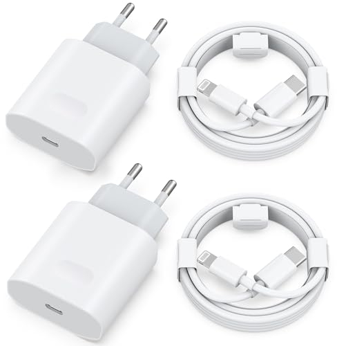 25W Schnellladegerät und Ladekabel für iPhone 14/14 Plus/14 Pro/14 Pro Max/13 12 11 SE, 4-Pack USB C Ladegerät 2M Schnellladekabel Stecker Netzteil Power Adapter Ladestecker Netzstecker