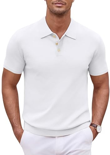 COOFANDY Camisas Polo Masculinas Camisas de Golf de Punto de Manga Corta Casual Camisas de Golf básicas de Verano Poloshirt de Color sólido | Polo con botones, tejido de punto suave, ideal para el ocio y la oficina