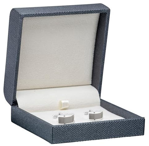 ALLUREPACK Luxury Weave Texture Cufflink Box for Men - Premium Cufflink Case with Ivory Suede Interior - Jewelry Box with Matching 2-Piece Outer Box - Elegant Design Cufflink Gift Box