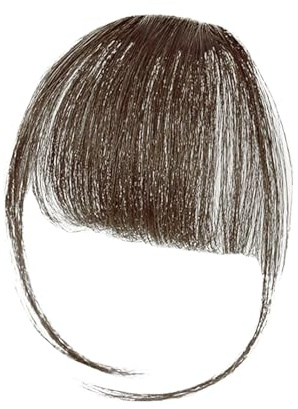 JCUGSBS Postiche Frange a Clip 100% Cheveux Naturel Humain Wispy Bangs Franges Avec Temples Extension Frange Clip on Bangs pour Femmes(Brun clair)