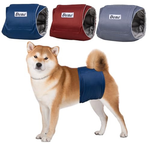 Dono Hundewindeln für Rüden Wiederverwendbare, 3 Stück, Rüdenwindel Waschbar, Hunde Windeln Rüden, Inkontinenz, Welpentraining, Reisen, Markierungsprobleme,XS,S,M,L,XL,XXL