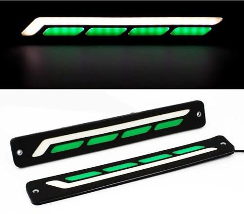 Faro Principal Montaje Faros Delanteros Luz De Circulación Diurna LED DRL Luz Diurna Impermeable Luz Antiniebla Señal Giro Luz Circulación Flexible para Coche Color Blanco Y Naranja(Green)