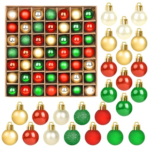 DERAYEE Boules Noël Rouge,Vert Brillante et Or,Décoration Noël Intérieur,Kit Decoration Sapin,Lot de 49 PCS Boules pour Sapin