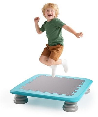 Hoyiyobi Mini Trampoline pour Enfants, 64 cm Trampoline Enfant avec Coussinets, Autisme Enfants Équipements de Formation sensorielle, Max Charge 100 kg, Utilisation intérieure et extérieure