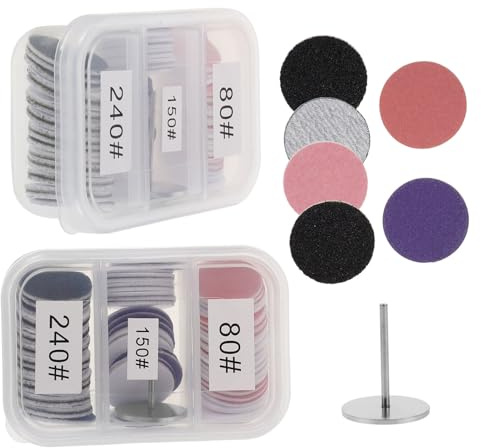 VINTORKY 2 Set Replaceable Foot Sandpaper Discs Nail Tool Kit with Grits in Compact Box for Professional Foot Grinding and Nail Care Maintenance