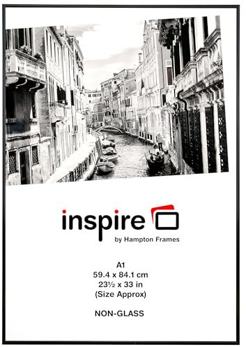 Hampton Frames ALUMINIUM Poster Certificate Photo Frame Acrylic (Non Glass) Black A1 (59x84cm) PAAFA1BBLK