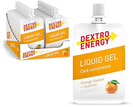 Dextro Energy Liquid Gel Orange + Vitamins - 18x60ml (18er Pack) - High Carb Energy Gel zur schnellen Kohlenhydrate Versorgung und Vitaminen