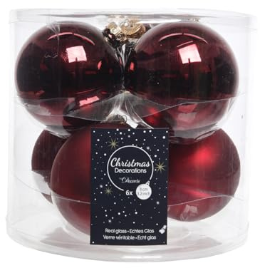 Bola de Navidad de Cristal, Rojo Burdeos, 8 cm