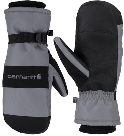 Carhartt Men's Waterproof Insulated Knit Cuff Mitten, Dark Grey/Black, Large