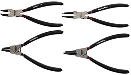 GEDORE red Montagezangen-Satz, 4tlg, Werkzeug-Set für Innen- und Außensicherungsringe, gerade und gewinkelte Backen, R28002004