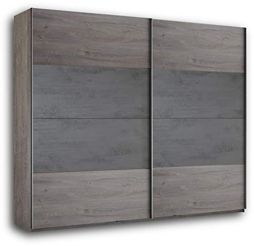 Stella Trading Armario de Puertas correderas Bruselas, aglomerado, Madera de avellano/óxido de hormigón, Ancho/Alto/Profundidad: Aprox. 271/210 / 60 cm.