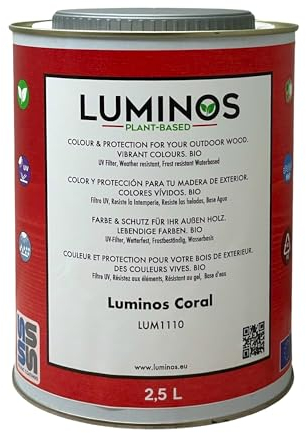 Luminos LUM1110 - CORAL - Lasure Biobased pour bois extérieur à l'eau - Rouge Corail 2,5L