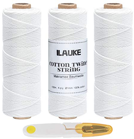 ilauke Bakers Twine, 300m Cotton Bakers Twine Food Safe Kitchen Cooking String for Trussing and Tying Poultry Meat Making Sausage DIY Crafts and Decoration
