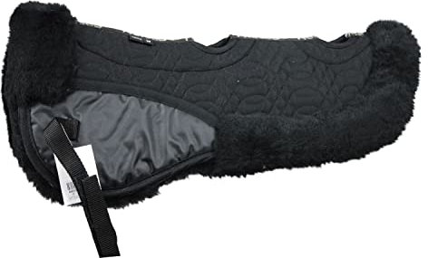 Horses, Sattelpad Merinos mit Belüftungsöffnungen, Weiche und widerstandsfähige Halbschabracke, ideal zum Schutz des Pferdes vor Stößen oder Rückenproblemen (Schwarz)