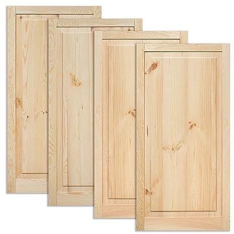 Kassettentür Schranktür Holz RUSTIKAL | 99,3 x 49,4 cm 4-er Pack Set | unbehandelte Holztür aus Kiefernholz im Kolonialstil und Markflecken als Raumteiler Schiebetür für Regale, Schränke, Möbel