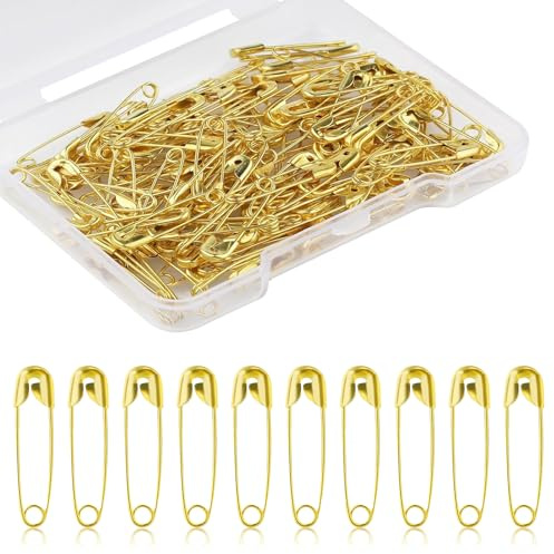 Leikedun 250 Pièces Épingles de Sûreté Petit, 19 mm Mini Épingle à Nourrice | Épingles de Sûreté avec Étui pour Vêtements, Couture, Fabrication de Bijoux, Bricoler, Matelassage (Or)
