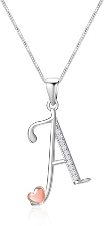Mesovor 925 Sterling Silver Initial Necklace for Women, Dainty Sterling Silver Letter Cubic Zirconia Necklace Jewelry Gifts for family Mother Sister Wife (Letter-A)