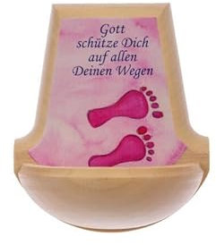 Wiedemann Kerzen Wand-Weihwasserkessel für Mädchen aus Holz, kleine Füße