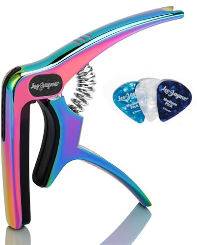 Leo Jaymz Heavy Duty Guitar Capo for Acoustic/Electric Guitars, Guitar Clip made of Zinc Alloy Metal, Guitar Clamp for Bass Classical Guitar, Ukulele, Mandolin,Banjo (Dazzling Purple)