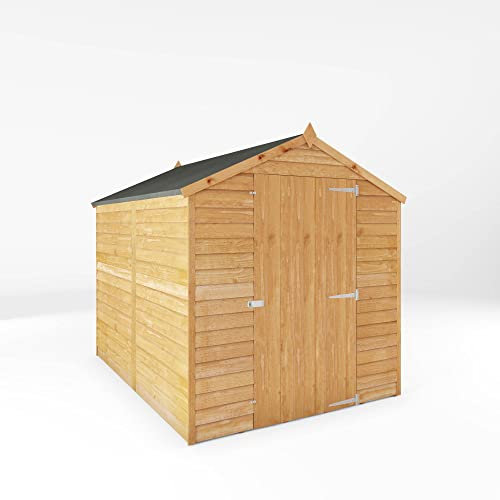 WALTONS | 8x6 Garden Shed | Apex Roof | 7mm Overlap Cladding | Wooden Outdoor Storage Sheds | Tool Storage Shed | Felt and Fixings Included (8 x 6 Overlap Apex No Windows)