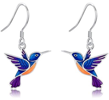 DAYLINLOVE kolibris örhängen silver 925 fågel örhängen hängande söt kolibris smycke gåva för kvinnor flickor mor dotter djur