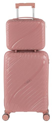 ITACA - Maleta Cabina 55x40x20 rígida con Ruedas Tipo Trolley Ligera Apta para avión y Ryanair - Equipaje de Mano para Viajes Cortos. Candado de Combinación con Neceser, Rosa