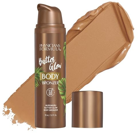 Physicians Formula Butter Glow Body Bronzer, Abbronzante Corpo Istantaneo, 12 ore di Tenuta, Formula Impermeabile e Antitrasferimento con Burri Amazzonici, Ammorbidisce e Idrata la Pelle, Light/Medium