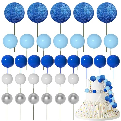 50 adornos para tartas, bolas para decoración de pasteles, bolas rosas y doradas para decoración de pasteles, bola arcoíris para pasteles, decoración de pastel de mini globo para decoración de tartas