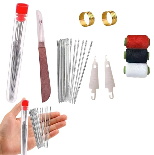 37pcs Stainless Steel Sewing Kit, Sewing Tool Kit, Needle and Thread Kit, Sewing Kit Small, Sewing Accessories and Supplies, DIY Hand Made Craft Set, Easy to Use for Beginner (1 Set(37pcs))