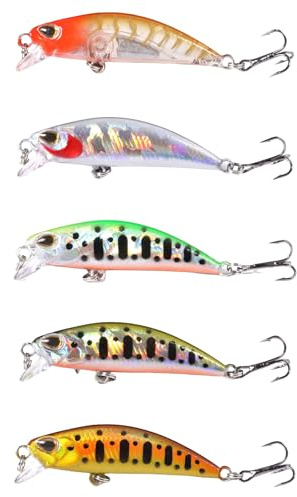 5 cebos duros artificiales, señuelos de pesca de pececillos, anzuelo de crankbait Wobblers Topwaters, accesorios de pesca Wobbler