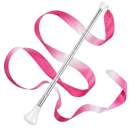 Monwssoe Twirling Baton, rostfritt stål axelbatonger för snurrande med 4 m band, 40 cm halkfri handtagsprestanda