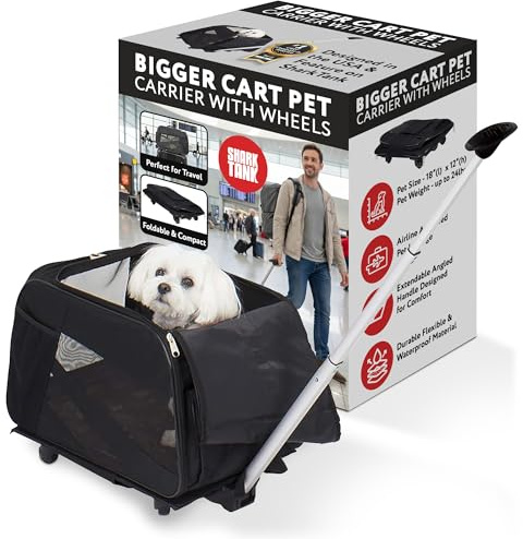 dbest products Rolling Pet Carrier with Wheels Airline Approved - TSA Dog Cat Carrier for Airplane Travel - Wheeled Pet Carrier 18x12x20 for Pets up to 24lbs - Collapsible Travel Bag