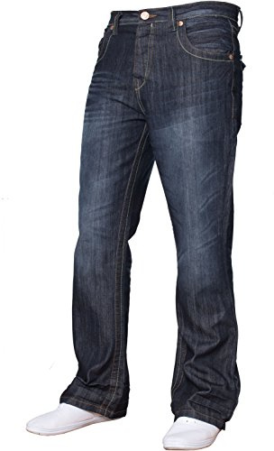 Herren-Jeans, Bootcut-Schnitt, ausgestelltes Bein, weit, blaue Denim-Jeans Gr. 30W x 32L, Dark Wash A31